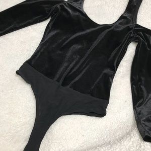SOLD MARK DOWN black velvet long sleeve leotard